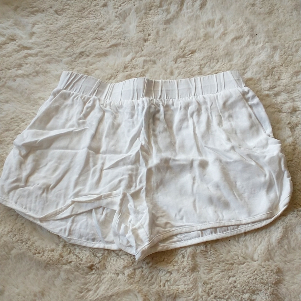 White Fabric Shorts